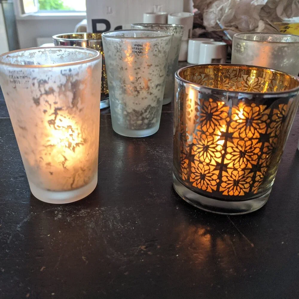 Crate & Barrel Glass Votive Set - NEW